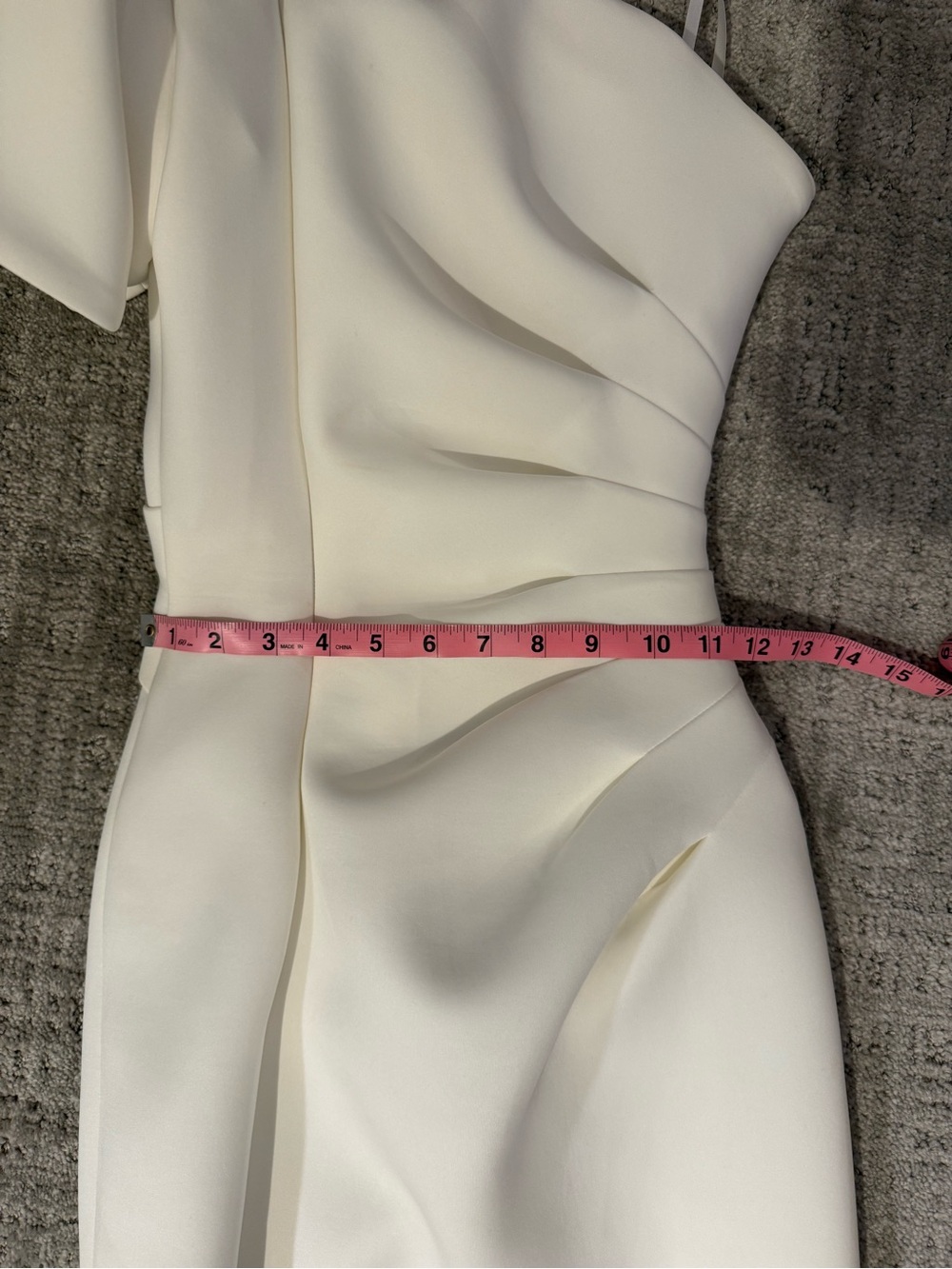 Elegant One-Shoulder Ruffle White Cocktail Dress. - Picture 8 of 8